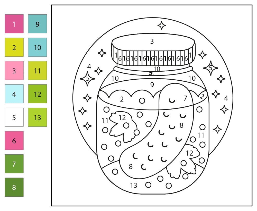 Pickle Color By Number Coloring Page Md Coloring Page — Free Printable — free printable coloring page